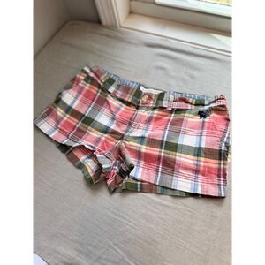 Abercrombie Perfect Stretch Shorts Women's 4 Madras Plaid Low Rise 2" Inseam